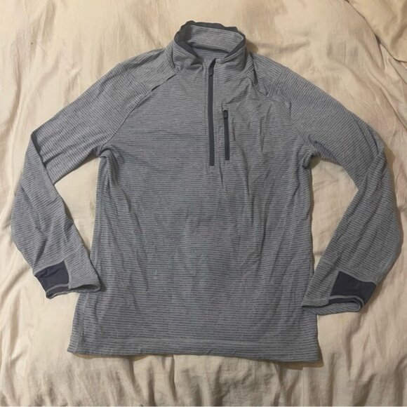 Lululemon Mens Grey Striped Quarter Zip Pullover Size L - Picture 1 of 7